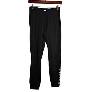 Montec Womens S Base Layer Leggings Black Logo Elastic Waist Athletic Pants Gorp